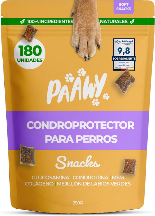 Condroprotector Perros De Paawy | MEJOR EN LA PRUEBA | 180 Snacks Con Glucosamina, Condroitina, MSM Y Colágeno – Antiinflamatorio Natural Para Articulaciones Y Artrosis – Para Razas Pequeñas Y Grandes